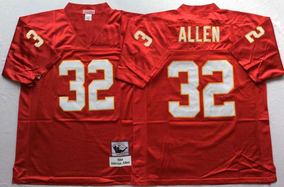Chiefs 32 Marcus Allen Red M&N Throwback Jersey